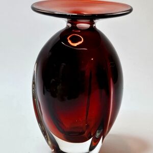 Michael Trimpol Signed Art Glass Perfume Bottle Cranberry No Stopper
